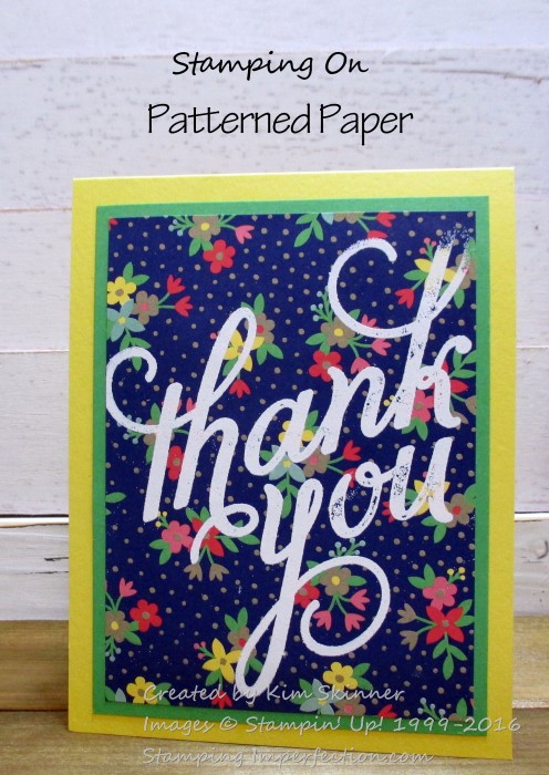stamping on bold patterned paper