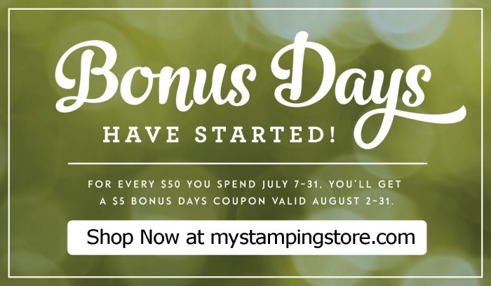 Shop bonus days at mystampgingstore.com
