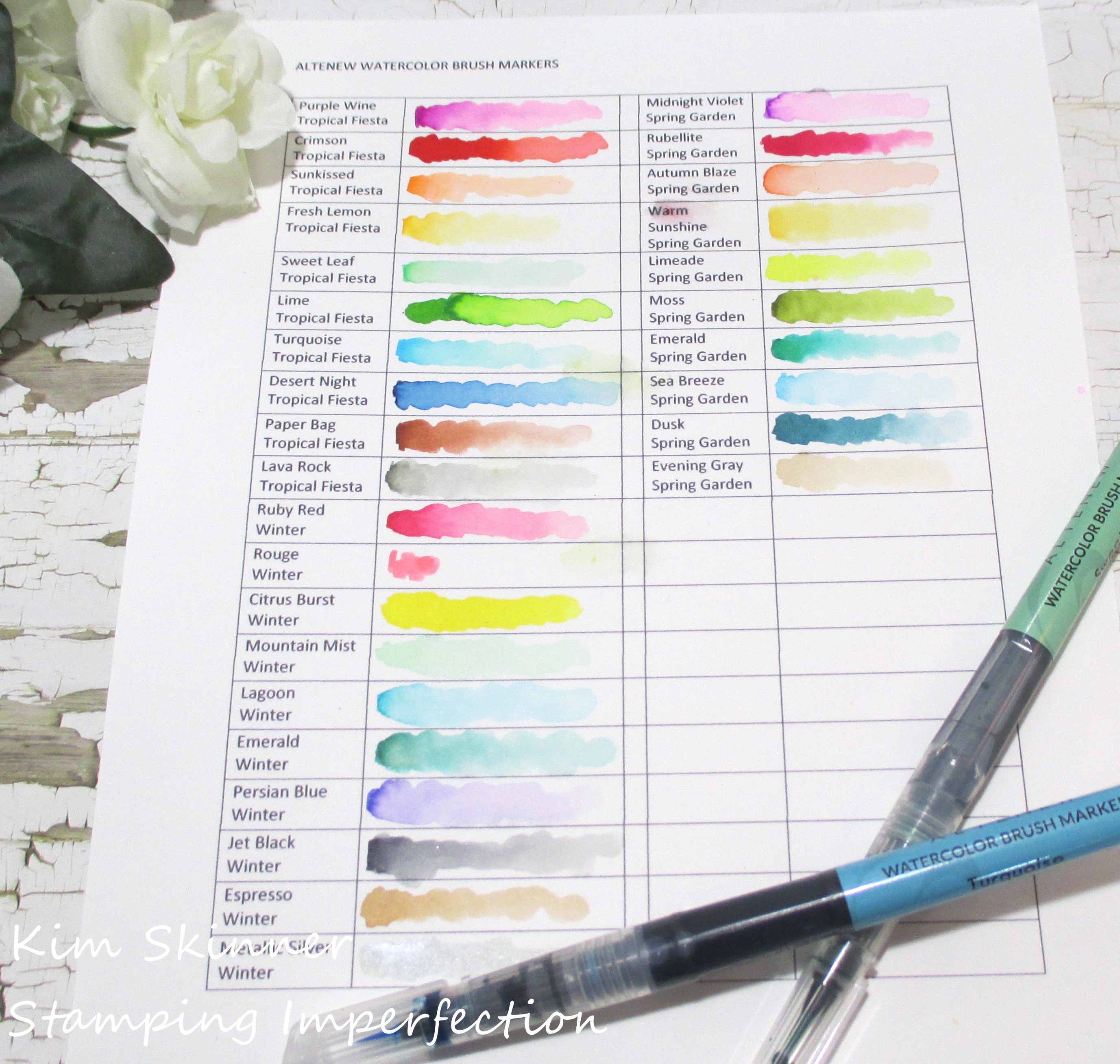 Free Printable To Swatch Altenew Watercolor Brush Markers 2019