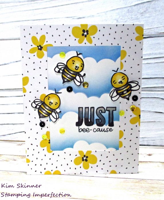 Simon Says Stamp Bee Yourself with stenciled clouds