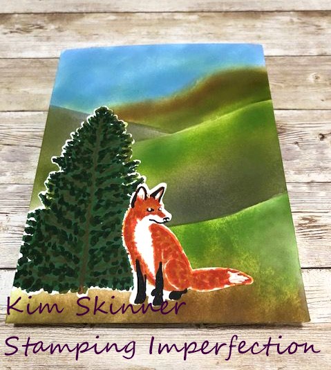 Create ink blended hills and texture on stamped images