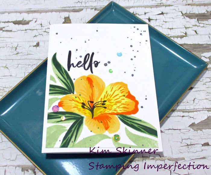 Create a single layer card with a 10 layered stamped lily