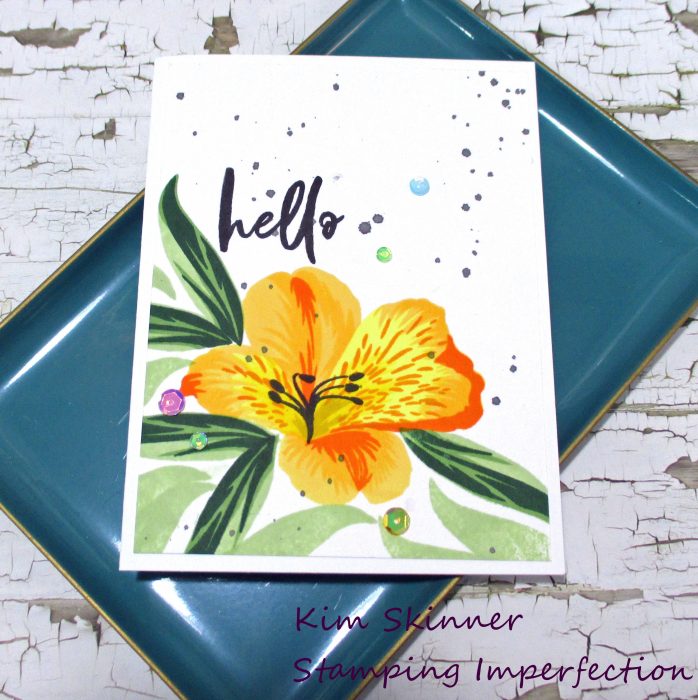 Create a single layer card with a 10 layer stamped lily