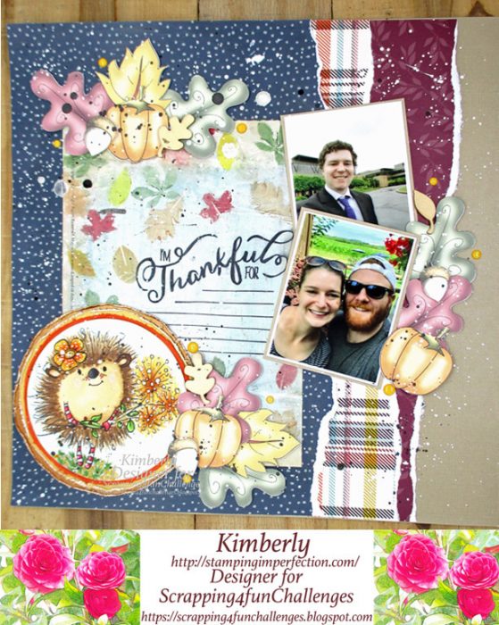 gratitude scrapbook layout with polka doodles digi and printables