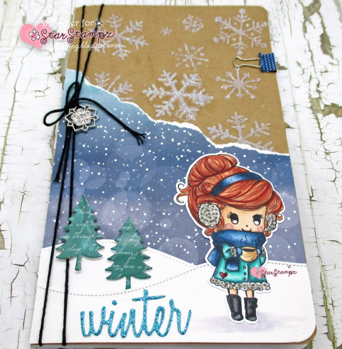 Winter Traveler's Notebook with Star Stampz Digi