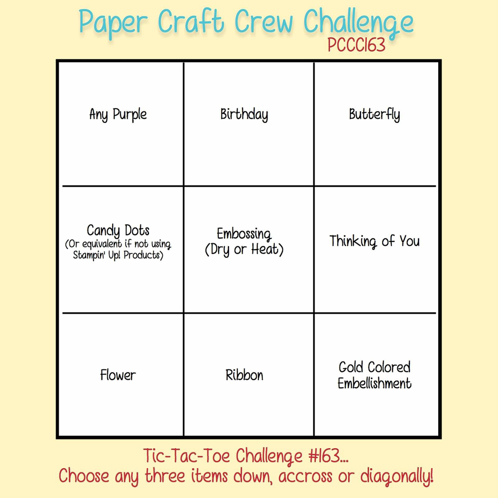 Stamping Imperfection Paper Craft Crew Tic Tac Toe Card Challenge