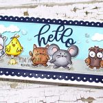 Slimline Card Using Cute Critters Digital Stamp And Slimline Dies