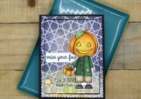 Pumpkin Head digital stamp with mixed media background